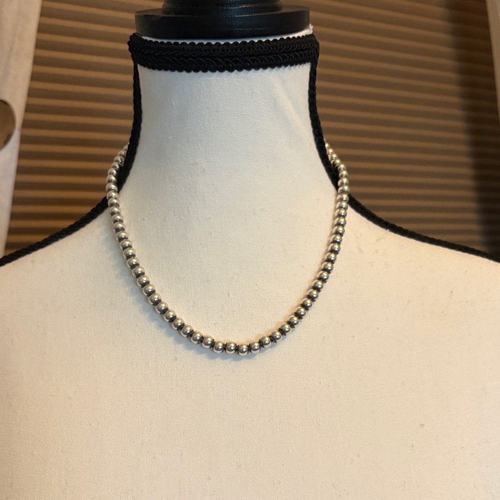 Vintage Solid Sterling Silver Beaded Necklace And… - image 3